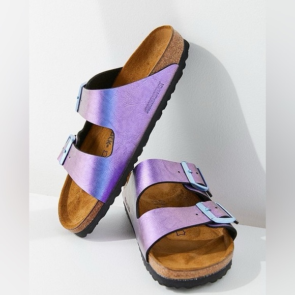 Birkenstock Shoes - Iridescent Birkenstock Sandals Gem Purple / Blue / Violet Metallic